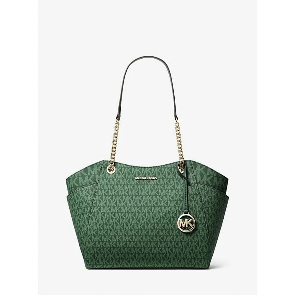 Michael Kors Women's Jet Set Large Signature Logo Shoulder Bag, Color Moss - Picture 1 of 16
